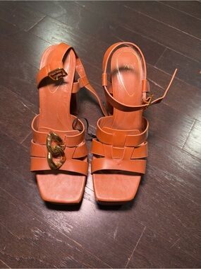 Brown wedge heels
